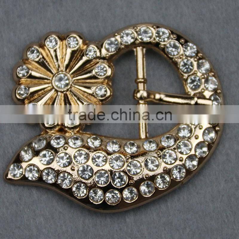 Rhinestone round pierced leaf metal decorative shoe clips