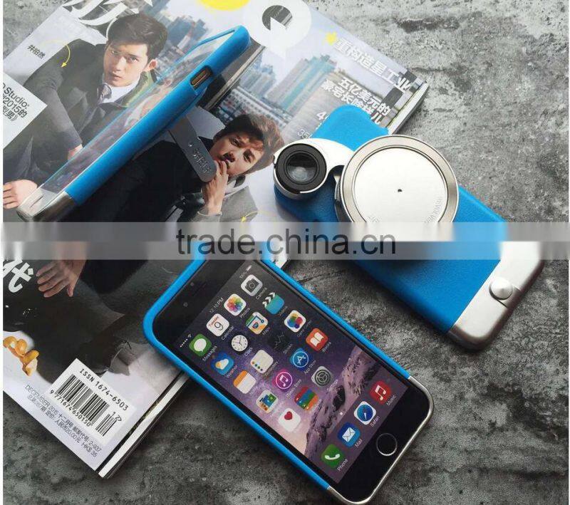 Hot Selling Universal 3 in 1 Phone Case with Holder, Fish Eye Lens 180 degree Macro Camera Lens Phone Case For iPhone 6s