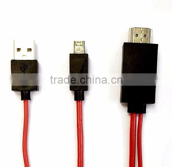 New red line MHL cable! 1080P MHL to HDM I cable for Samsung Galaxy S3 S4
