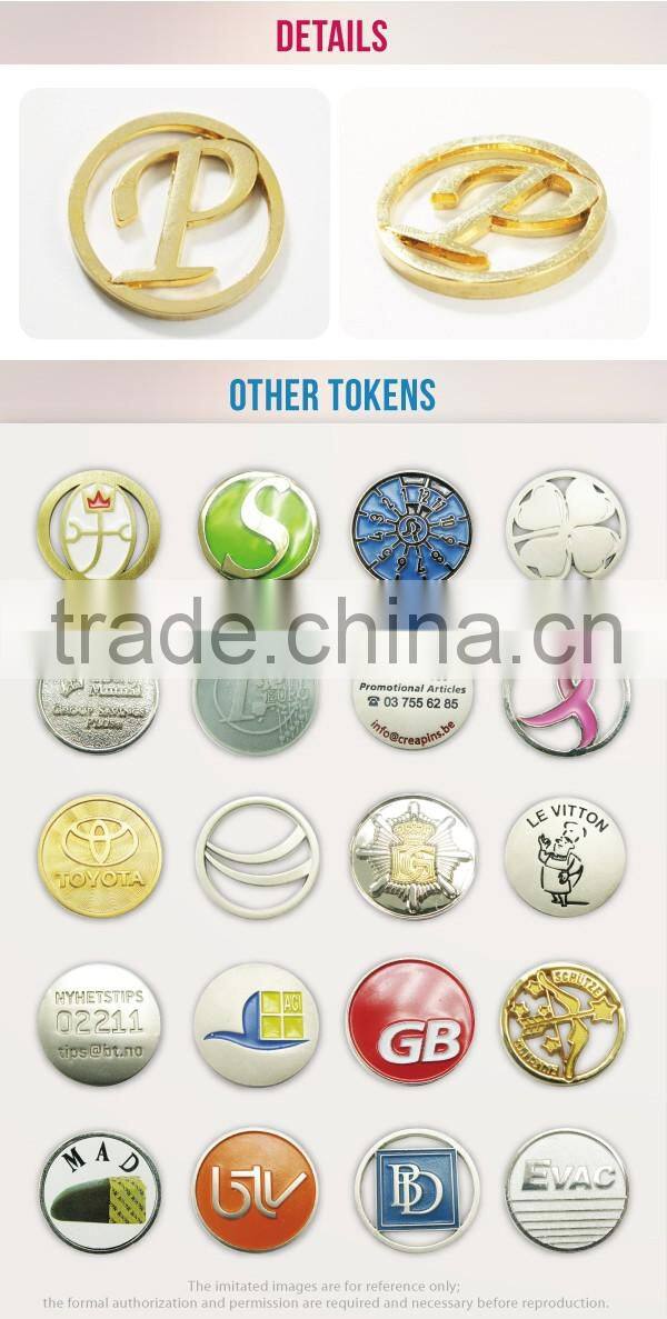 Wholesale bulk blank silver gold custom shopping cart trolley coin euro