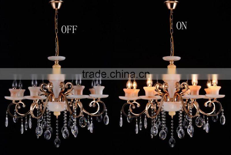 Contemporary luxury Super Large 8 Lights Crystal Chandelier with Egg Drops