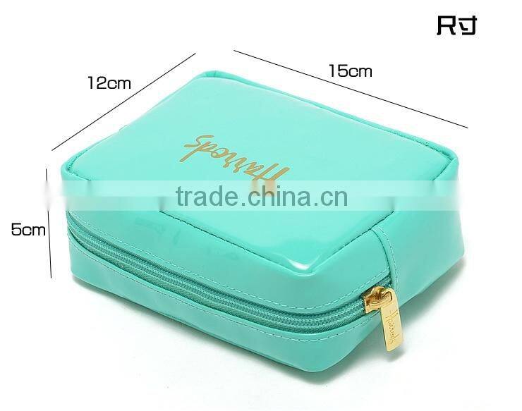 Mint green mirror leather toiletry bag,make up pouch,cosmetic bag