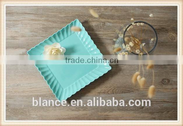 colorful dinner plates set in square shape