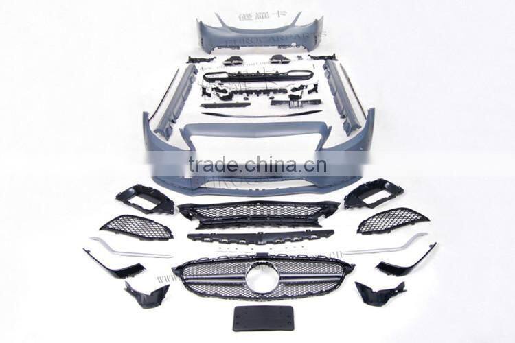 C63 body kits fit for C-class W205 C200 C250 C300 to C63 style W205 C63 PP body kits