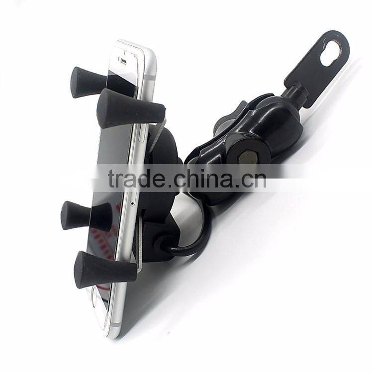 Universal X-Grip Motorcycle Scooter Cell Phone Cradle Holder, 12V USB Car Charger for iPhone Samsung HTC Sony Smart Phones