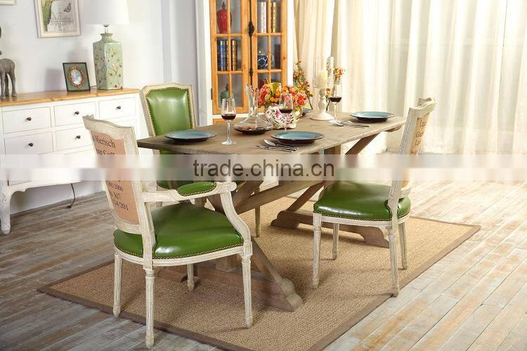 US vintage style X-cross solid wood dining table