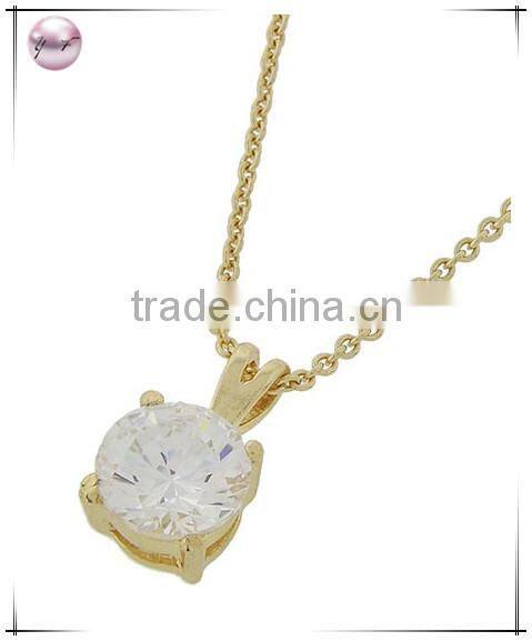 Gold Tone Lt. Pink Cubic ZirconiaPendant Necklace