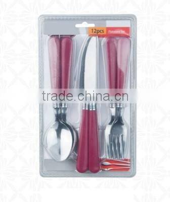 Stainless steel cutlery set, plastic handle, different color
