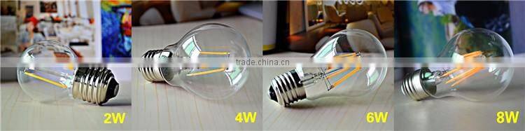 Dimmable 8W E27 LED Filament Bulb 2700K 2W 4W 6W 8W with AC100-240V