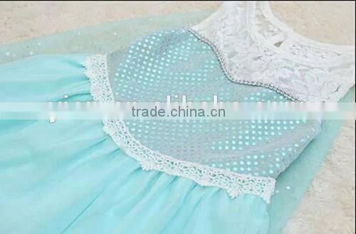 Factory Direct Double Lace Printed Dress Girls Favorite Sequined Casual Frozen Elsa Dress Wholesale