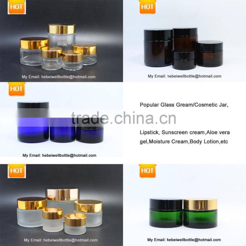 black glass jar cosmetics cream empty jar with glass jar for face cream