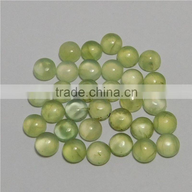 NATURAL PREHNITE CABOCHON GOOD COLOR & QUALITY 6 MM ROUND LOT