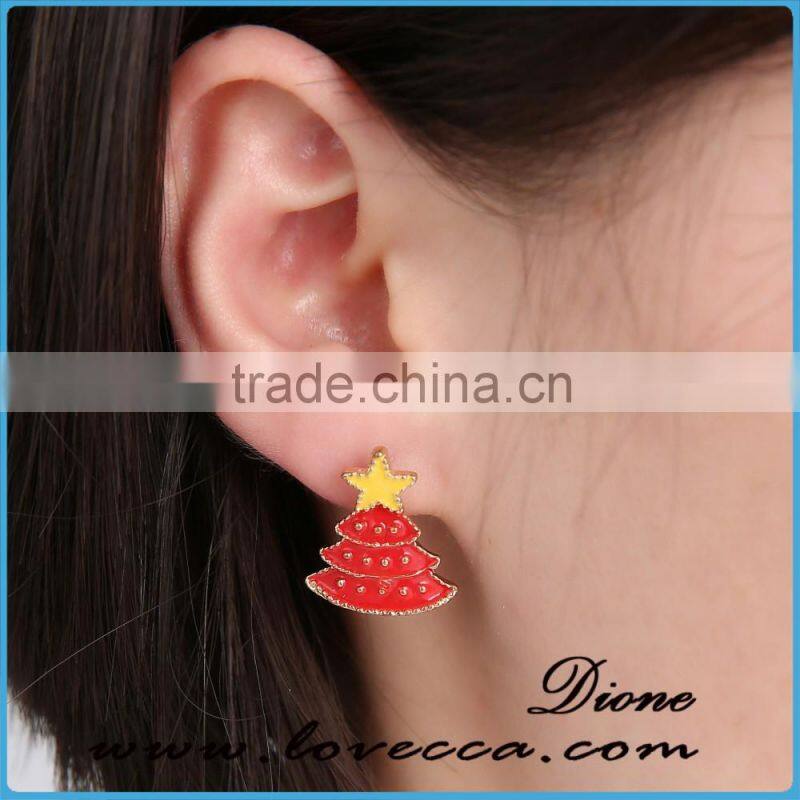 Popular Cute Christmas Tree Stud Alloy Earrings