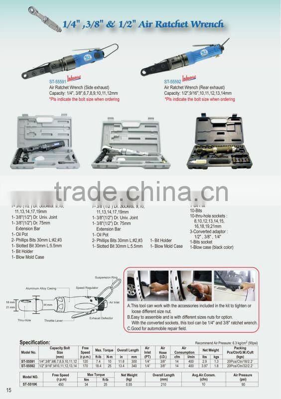 1/2" INDUSTRIAL REAR EXHAUST AIR RATCHET WRENCH