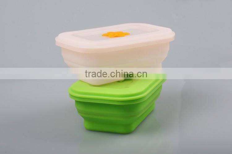 Outdoor Camping Collapsible Silicone Foldable Leakproof Bento Lunch Meal Box Container