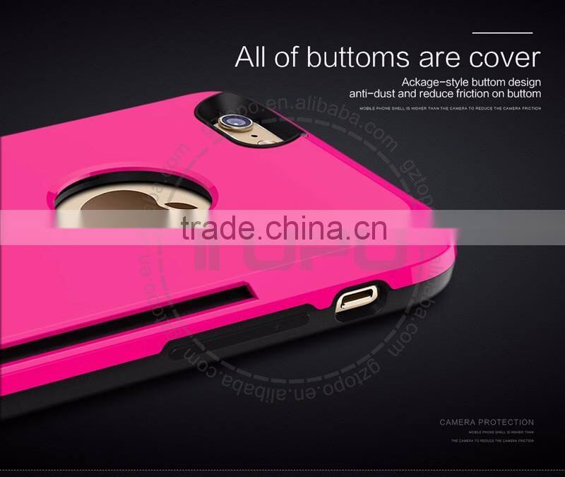 High Quality Scrub TPU+PC case with card Candy color mobile phone housings for iphone 6 6s plus