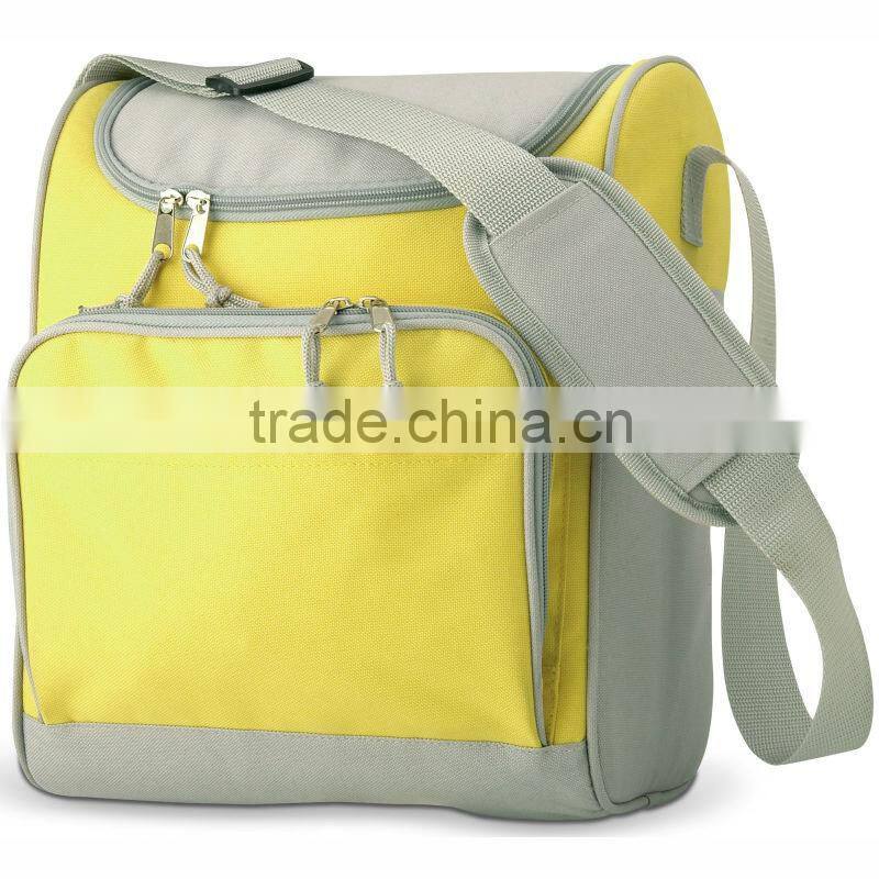 Summer Cooler/Cool Bag with zipped front pocket 600D polyester shoulder strap