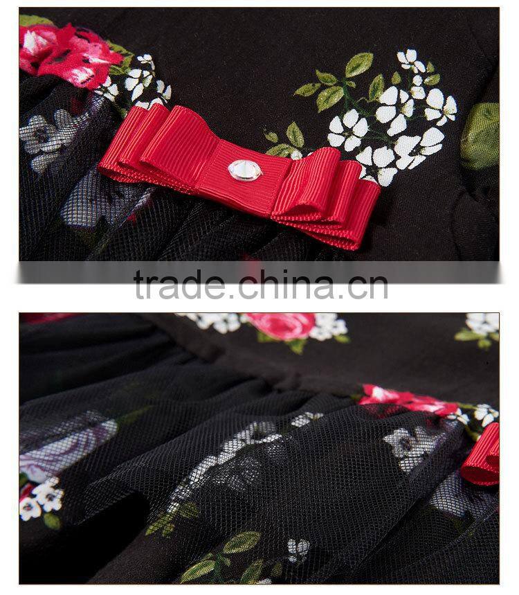 Beautiful embroidered baby girl dress,black casual dress with flower pattern
