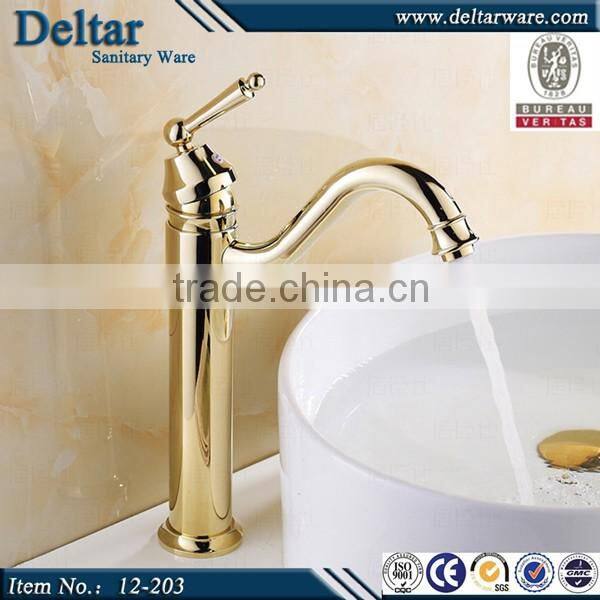 golden water mixer for bathroom, white marble Waterfall Bathroom Basin Mixer/faucet
