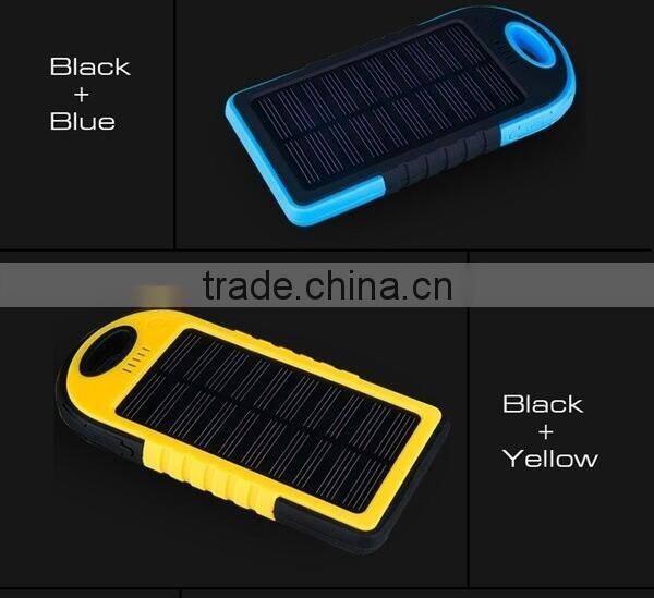 2016 Hotsale Waterproof Solar Power Bank 5000mAh, Portable Solar Charger