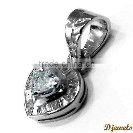 14K White Gold 0.65 Ct Diamond Pendant & White Gold Jewelry