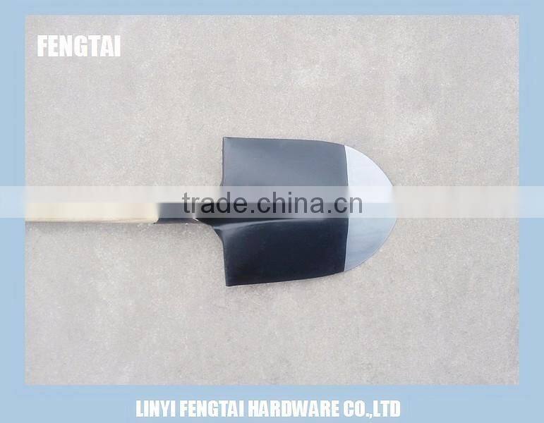 S503 Round Short Wooden Handle Steel Shovel