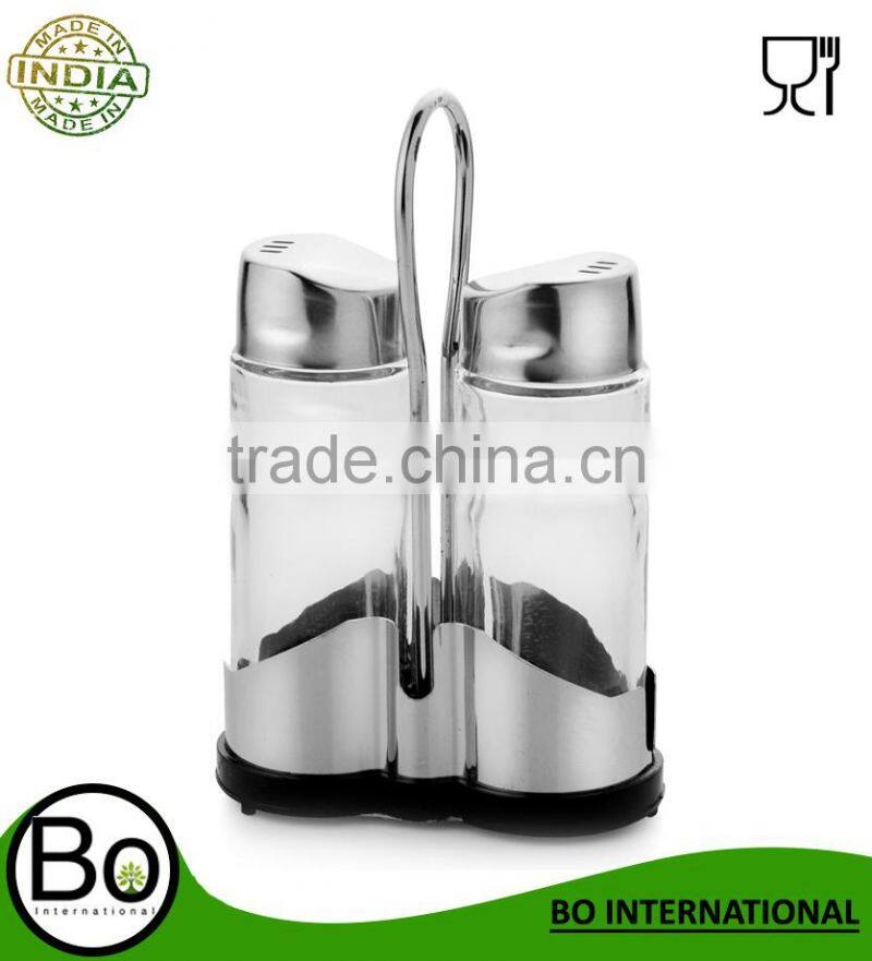 Stainless steel Silver Shaker With Stand Sana Salt And Pepper Set of 2