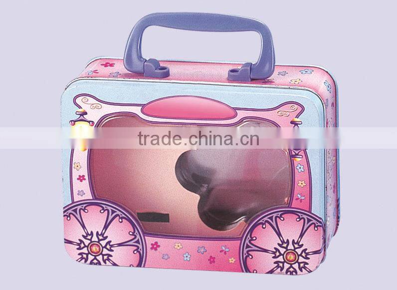 2014 tin lunch box with lock and key lunch tin box with handle