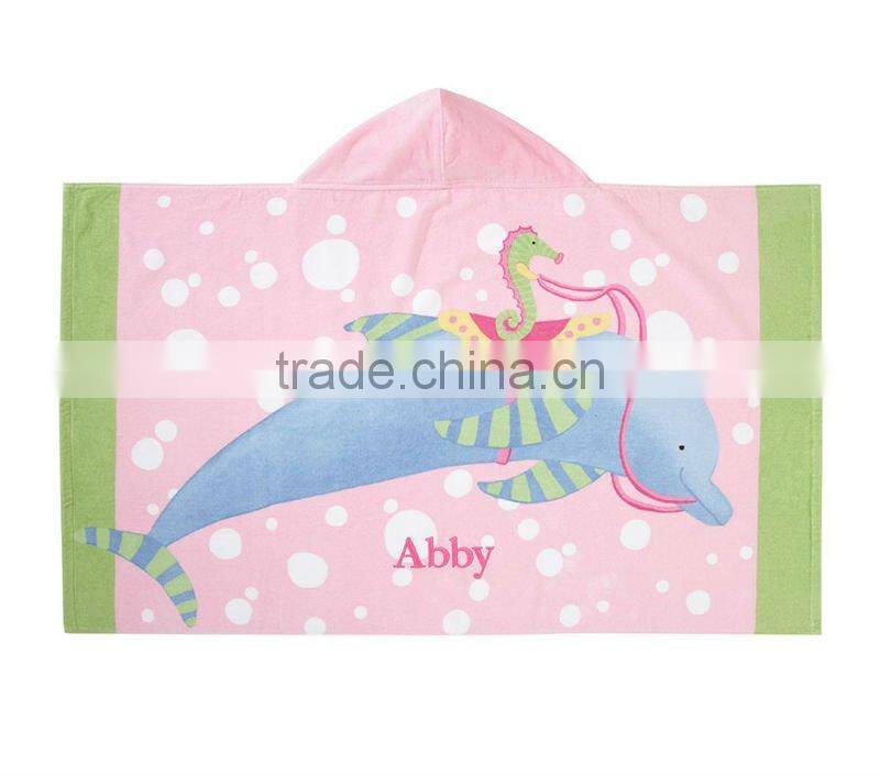 100% cotton printed Children Beach Wrap Towel velour reactive printing manufacturer