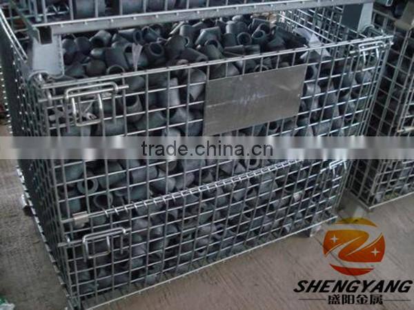 Hot recycle collapsible stillage cages galvanized metal wire mesh storage bins factory warehouse used storage cages with wheels