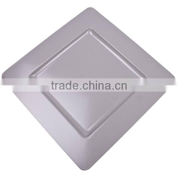 silver cheap plastic square charger plate decorative gilded dry fruit tray/square sliver charger plates