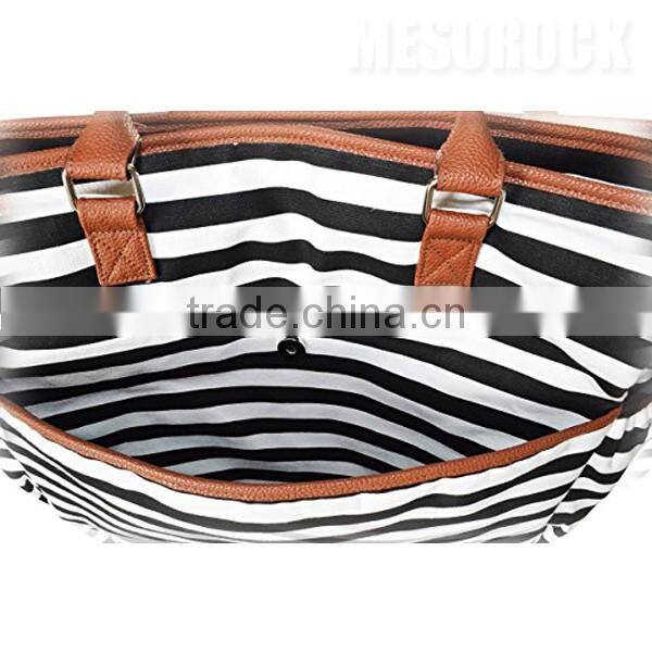 Stylish Canvas Baby Diaper Bag with Changing Pad Diaper Tote Bag