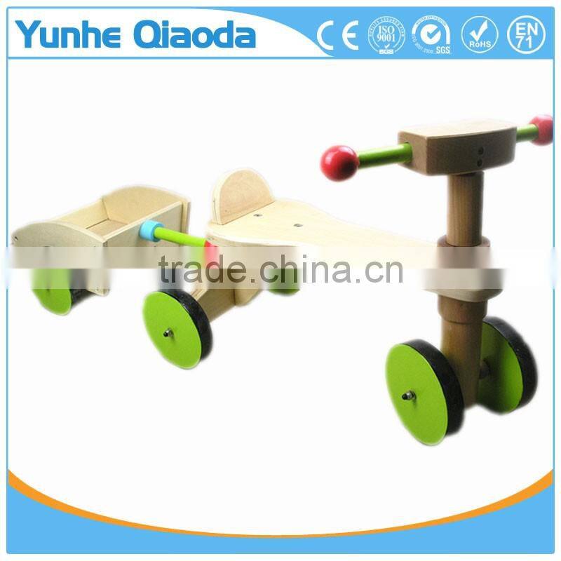 new fashion solid wooden kids vehicle ride on toy four-wheeler with trailer