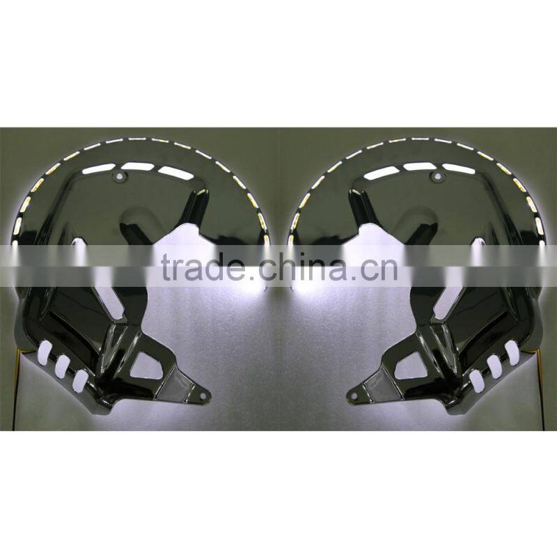 Fire Ring Brake Disc Rotors Chrome Cover W/ White LED For Honda Honda GOLDWING GL1800 01-14 03 04 F6B 2013-2015 14