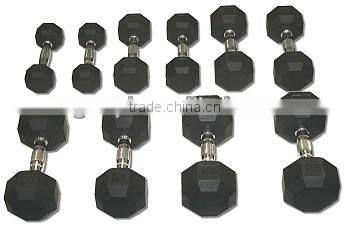 2015 hot sell Rubber coated Hex Dumbbell