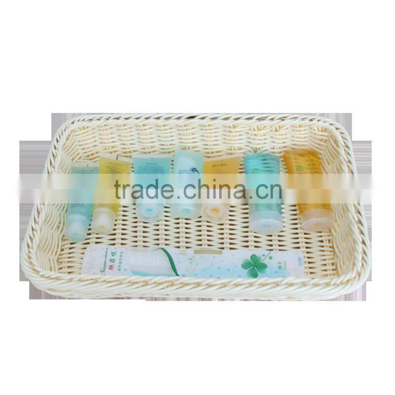 Eco-friendly PE plastic hotel bathroom basket for storage toiletries