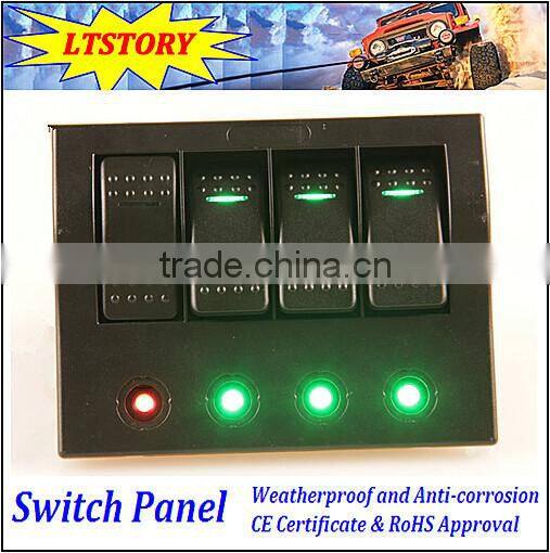 Marine Boat Bridge Control Rocker Switch Panel With Breaker 4 GANG