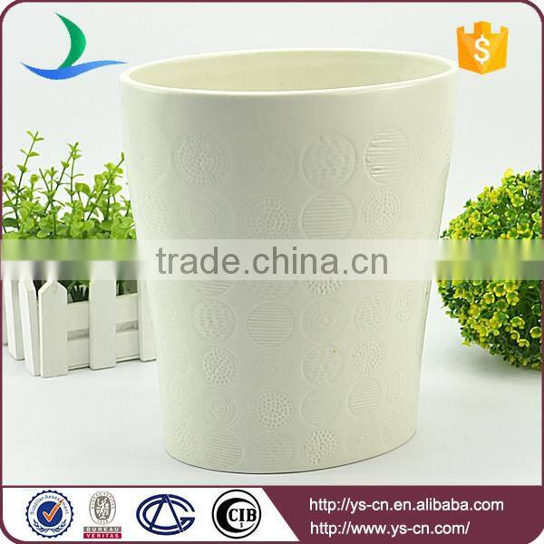 White embossed decorative ceramic kitchen trash cans manufacturers