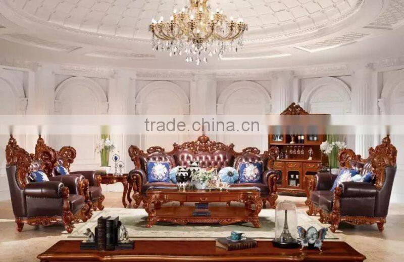 Luxury bedroom furniture solid wood crown carving bedroom set