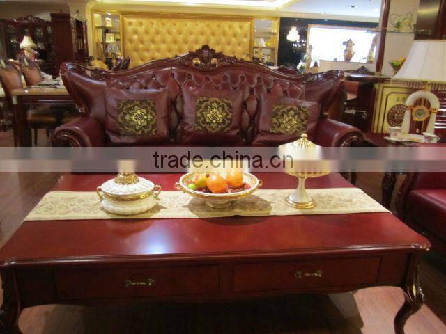 Comfortable Sitting Room Genuine Leather Sofa Set,Leisure Stool & Chaise Lounge & Marble Top Coffee Table,Living Room Sofa Set