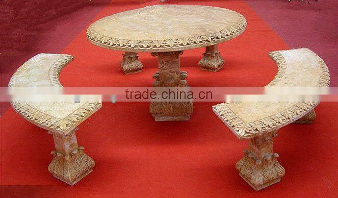 Outdoor White Marble Table And Chairs For Decoration