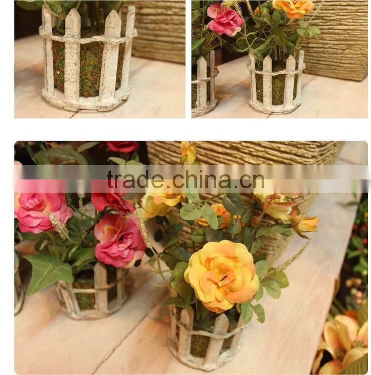 Vivid home table wedding decor silk flowers artificial potted roses