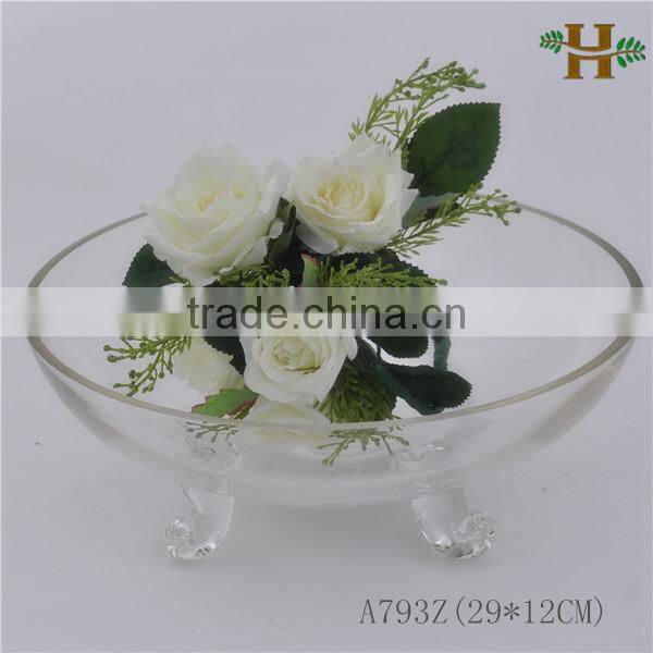 Handmade Footed Clear Glass Vase For Flowers Or Fish