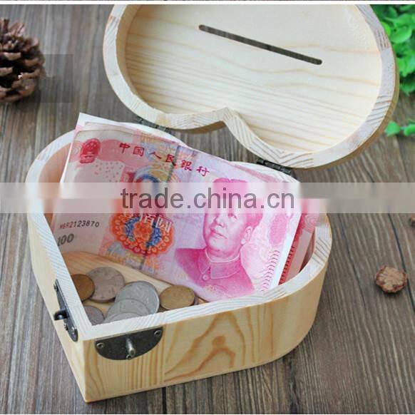 Antique Kid's DIY Wooden Piggy Bank House creative high quality wooden coin box
