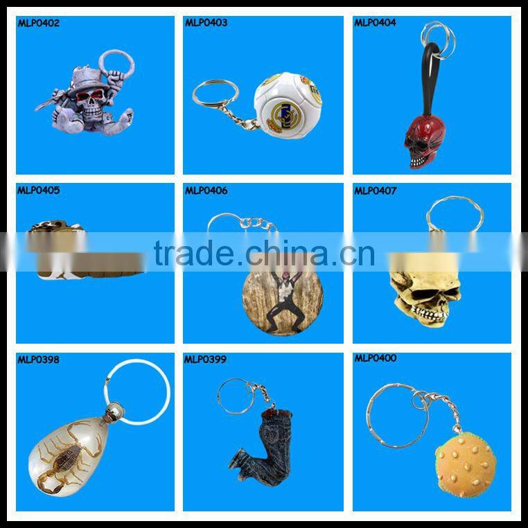 Polyresin skull crafts skull keychain manufacturers in china