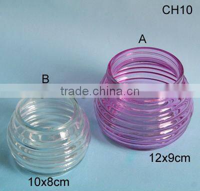 colorful round glass candle holder with spiricle design