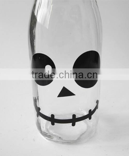 decal Wholesale 1 liter 250ml Milk Glass Bottles With black screw caps