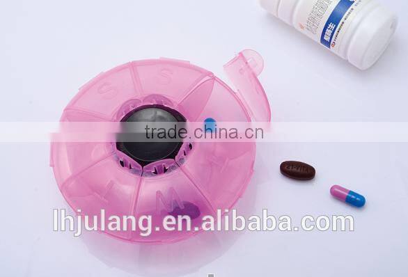 Useful Plastic round pill box / plastic round weekly pill box