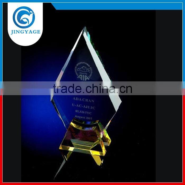 jingyage yiwu crystal crafts yellow crystal plaque award crystal award trophy souvenir gift