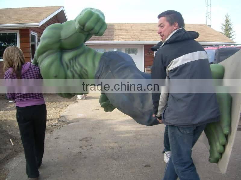 outdoor garden decoration fiberglass material life size hulk statue for sale